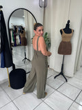 Olive Stripes Vest Jumpsuit
