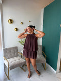 Plum Puff Halter Dress