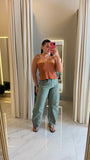 Olive WideLeg Pintuck Jeans