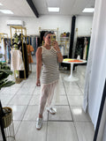 Beige Stripes Lace Dress