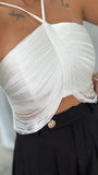 White Fringes Halter Top