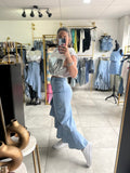 Ruffles Maxi Denim Skirt