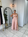 Blush FrontTie OpenSlit Jumpsuit