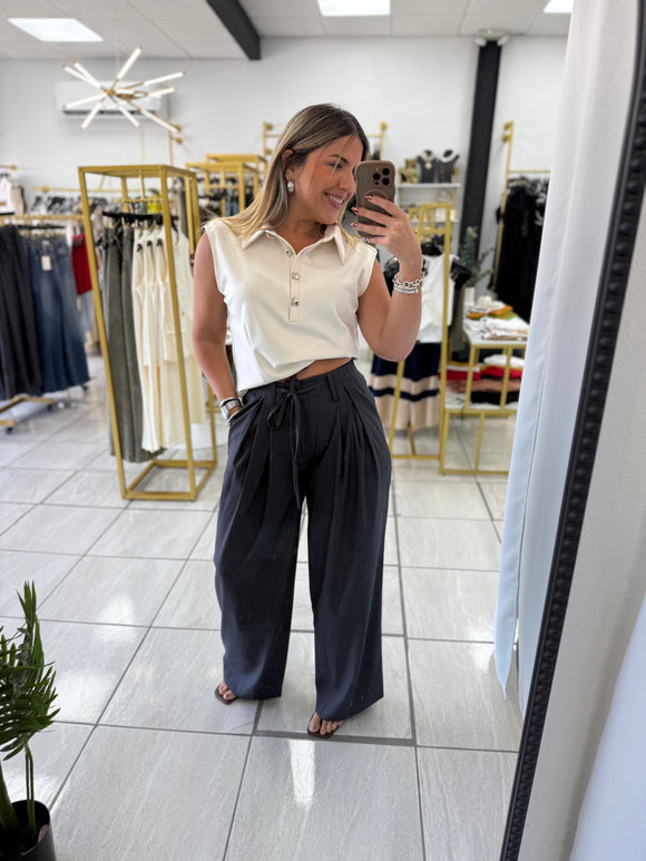 Charcoal FronTie Suit Pants