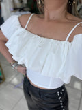 White Bubble Crop Top