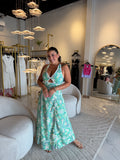 Green Floral CutOut Dress