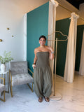 Olive Tube Top Balloon Jumpsuit