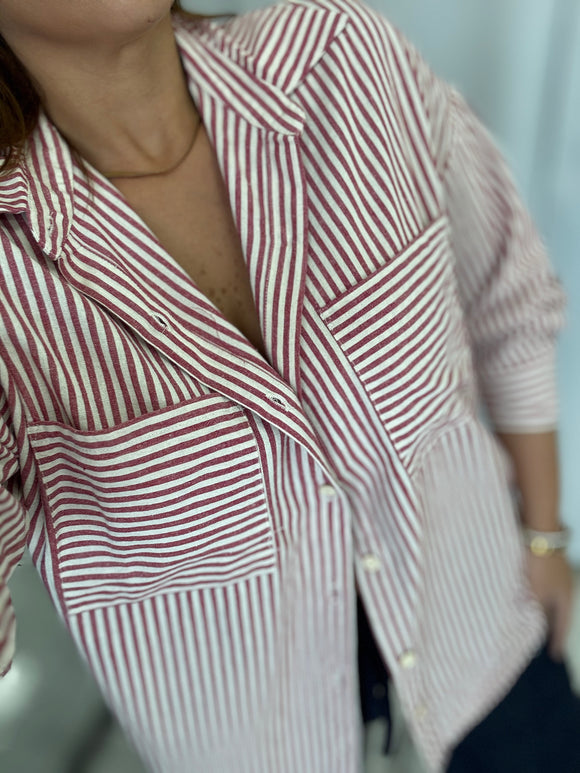 Red Stripes ButtonUp Top