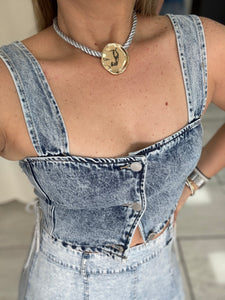 Denim Washed Crop Top