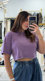 Purple Studs Crop Top