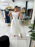White Denim WideNeck Dress
