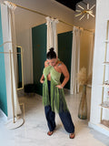 Green Fringes Wrap Top