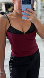 Burgundy Black Strappy Top