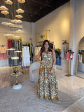 Leopard HalterNeck Maxi Dress