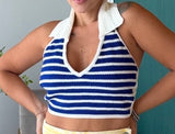 RoyalBlue Stripe Halter Top