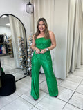 Green Sequin Top & Pants Set