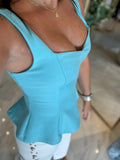 Aqua Peplum Top