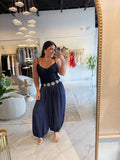 Navy Ruched Jumpsuit