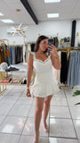 White Embroidered Romper