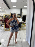 Navy Embroidery Romper