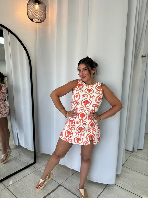 White Red Skort Romper