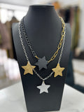 Leather 4 Stars Necklace