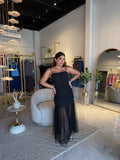 Black Gold Details Mesh Dress