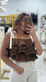 Coffee ShoulderTie Top