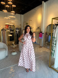 Pink Black Dots Midi Dress
