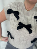 Taupe Black Bows Sweater Vest