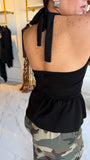 Black Halter Peplum Top