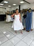 White Bustier Shoulder Tie Dress