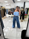 Indigo Pleated WideLeg Jeans