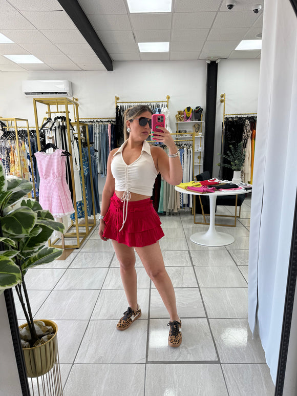 Red Ruffles Mini Skort