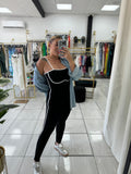 Black Contrast Ribbed Cami JUMPSUIT