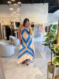 Blue Halter HankyHem Dress