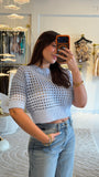 SkyBlue Crochet Crop Top