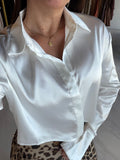 White Satin ButtonUp Top