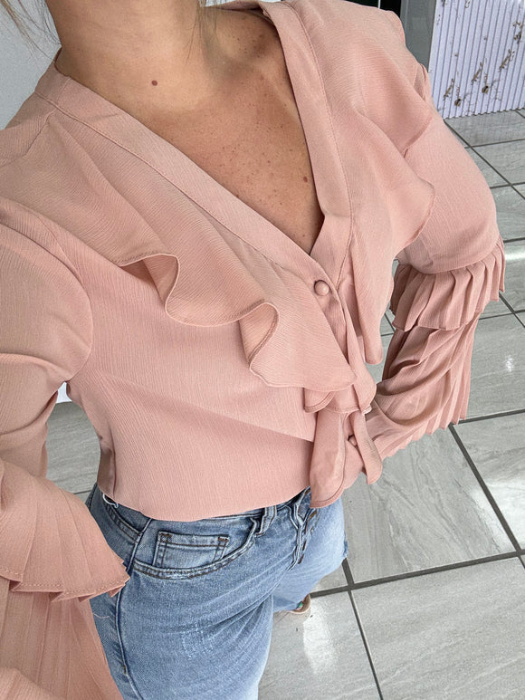 Nude Ruffles Blouse