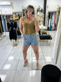 Double Button Denim Shorts