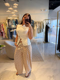 Taupe PolkaDots Barrel Pants