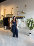 Navy Lace Bustier Jumpsuit