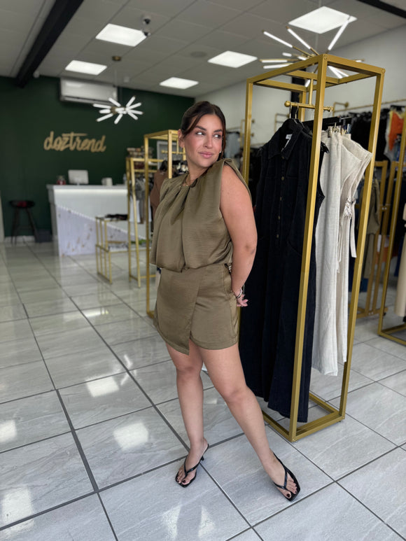 Olive Wrap Romper