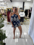 Navy Embroidery Romper