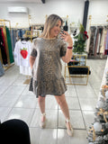 Leopard Sequins Tshirt Dress