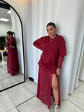 Burgundy Shirt Lace Dress
