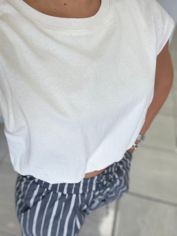 White Loose Bubble Top