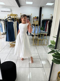 White Denim WideNeck Dress