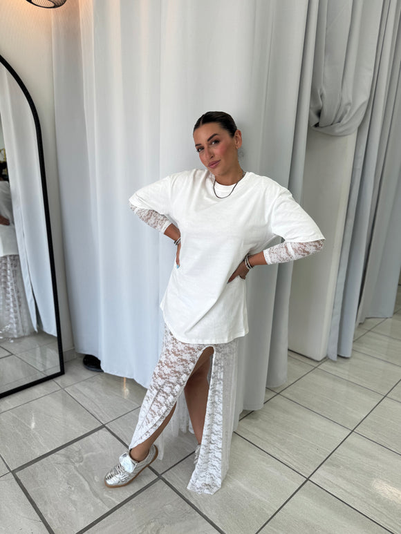 White Shirt Lace Dress