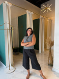 Black Striped Culotte Pants